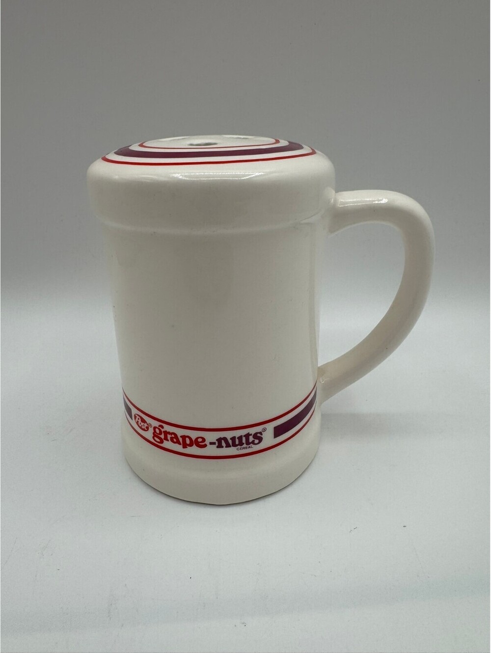 Vtg Post Grape-Nuts Advertising Ceramic Shaker Dispenser w/ Plastic Fill Plug